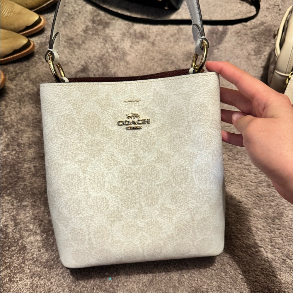 Top handle with crossbody strap bucket bag